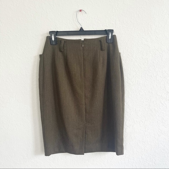 LINDA ALLARD ELLEN TRACY Dark Green Wool Pencil Skirt Business Casual Size 4 - Picture 2 of 6